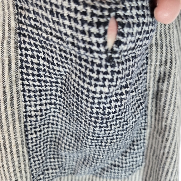 Vtg 90s Flax By Angelheart Striped Linen Button Down Lagenlook Shirt - Picture 7 of 11